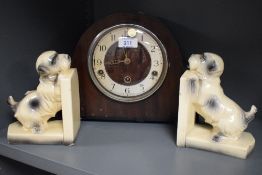 A pair of novelty vintage ceramic west highland terrier book ends, h16cm, sold together with an