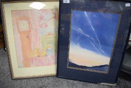 Two watercolour prints one being a nursery scene with bears signed to lower RH corner Jill Colquhou