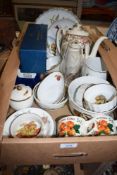 A Gleneagles Crystal etched glass vase, a selection of Royal Worcester Evesham items including a