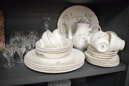 A Thomas Webb cut crystal decanter set, ( 8 ), sold together with a Mayfair fine bone China tea