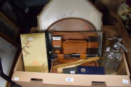 A vintage Shweppes Limited soda siphon, a gentlemans dressing table set in leather case, an oriental
