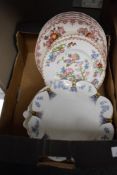 Two vintage Minton Cuckoo Bird chinoiserie salad plates, four Masons Fruit Basket plates and two