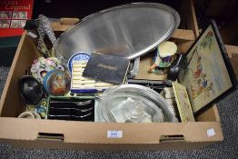 A miscellaneous selection of items including a boxed set of butter knives, a cased set of dessert
