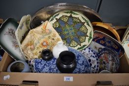 A Royal Doulton Iznik style floral pattern plate, a Honiton Devon Newton plate, two Prinknash