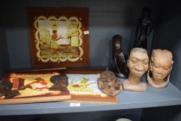 A set of three Batrix hangings depicting Africa scenes, sold together with a selection of hand