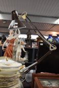A brown vintage anglepoise table lamp on circular base, h70cm