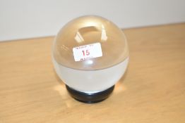 A transparent crystal ball on stand, h9cm