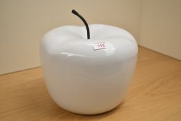 A large Silea white ceramic apple, h18cm