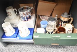 A group of various ceramics, to include 3 Royal Silver Jubilee tankards, a large Wade mug, 3