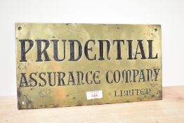 A brass plaque reading 'Prudential Assurance Company Limited', w33cm *Founded in 1848, Prudential