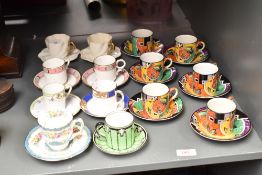 A set of 6 early 20th century Royal Winton Grimwade Jazz pattern tea cups and saucers, sold together