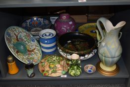 A large group of vintage ceramic ware, to include a H.J.Wood, Burslem plate, a Majolica style