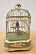 A 19th century gilt singing bird cage, form mechanical automaton, h24