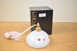 A J. Ditchfield glass perfume atomiser with pink tassel and glassform box, h10cm