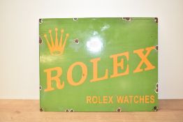 A Vintage enamelled metal Rolex watches advertising sign, with some small areas of losses and