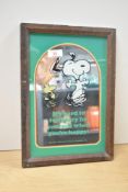 A oak frame Snoopy wall mirror , h34cm