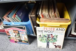 Two boxes containing various records, to include Golden Hour, Popular Hits and a His Masters Voice