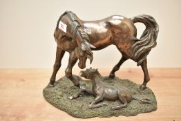 After Pierre Jules Mene (1810-1877) an appealing reproduction cast patinated resin figure of a