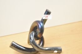 A 1980s John Ditchfield 'Glasform' twisted knott sculpture, 17cm, makers mark to base, slightly