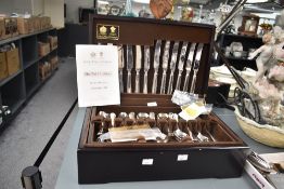An Arthur Price of England mahogany canteen of silver plated cutlery, incomplete.