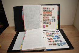 Two folders containing various early 20th century stamps, to include Pakistan, Sir Winston
