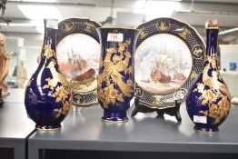 A pair of Spode fine bone China plates, decorated with Maritime scenes, pattern no 456 and 392,
