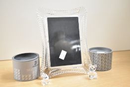 A Waterford crystal photography frame, h23cm, sold together with a crystal bear and rabbit, ( 3 )