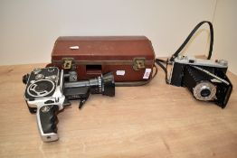 A Bolex zoom reflex camera and case, L29cm, sold together with a Kodak camera, (2)