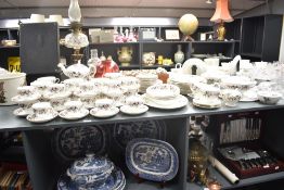 A large Wedgwood Bone China Hathaway Rose pattern tea service decorated with floral patterns on a