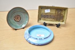 A circular ceramic dish decorated with Yorkshire Rose, impressed mark to base, w11cm, sold
