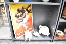 A reproduction metal Michelin tyres sign, featuring the iconic Michelin Man 70cm x 50cm and sold