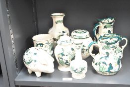 A Mason's Chartreuse pattern jug having gilt edging and green foliage on a cream ground, h13cm, sold