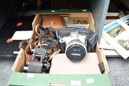 A Canon E05 300 with carry case, sold together with various vintage binoculars ect, (7)