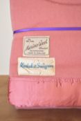 Two antique Marshall & Snellgrove lap blankets, in rose pink 'All Pure Merino Wool', with 3' wide