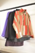 Four ladies coats, including a Farfield Original brown and orange fleece jacket, from Cumbria and