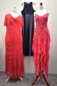 Eighteen vintage and later bridal, bridesmaid or wedding guest dresses; A 1960s floor length wedding