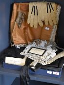 A collection of 19th century funeral dress and paraphernalia, including two well-preserved cut-out