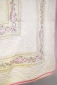 A 1980s quilted cotton bedspread and oxford style pillow covers in super soft cream cotton, having