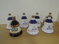 Seven Wade Bell's Whisky Bells, 1988 Princess Beatrice x3, 1990 Princess Eugenie x3 and Christmas