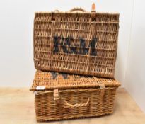Two vacant Fortnum & Mason woven-wicker hampers 46cm x 33cm x 20cm & 42cm x 31cm x 18cm