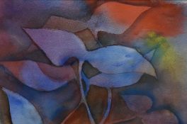 Sard Sylvester (contemporary) watercolour 'The Negative' attractive polychrome abstract floral