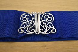A 1960's silver nurses belt buckle, of foliate open scrollwork design with marks for Birmingham