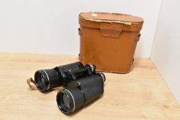A pair of Prinzlux 10x50 binoculars with coated optics, together with a leather effect case (AF)