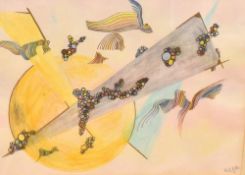 Paul Aitken (British 20th/21st century) coloured pencils, abstract composition, signed and dated