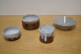 Four pieces of Pea Top Pots Pottery (David Donaldson) wares, comprising three bowls and one