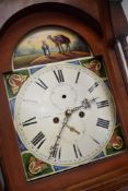 A 19th Century oak and mahogany longcase clock having eight day movement and painted dial, with