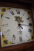 A 19th Century oak and mahogany long cased clock having 30 hour movement and painted dial , named