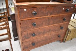 A Victorian scumbled chest of four long drawers, width approx. 114cm