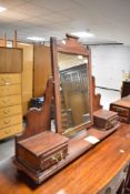A Victorian stained frame stand along dressing table mirror, width approx. 94cm