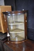 A vintage reproduction mahogany corner wall display, height approx. 66cm